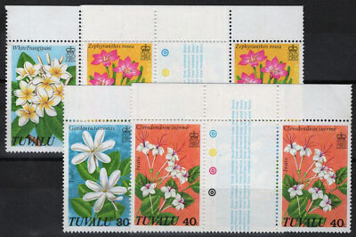 Tuvalu 92-95 MNH Gutter Pairs Flowers Nature Plants ZAYIX 072622S08M