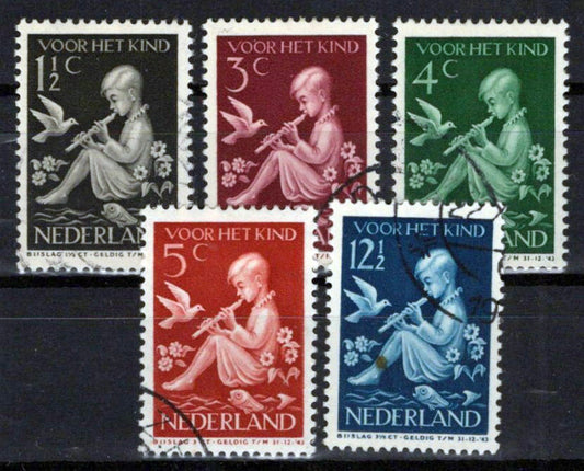 Netherlands B108-B112 CTO Semi-Postal Child Flowers Birds Zayix Stamps 0225S0507