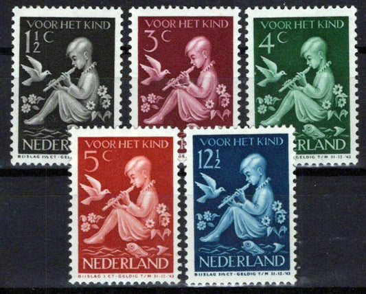 Netherlands B108-B112 MH Semi-Postal Child Flowers Birds Zayix Stamps 0225S0508M