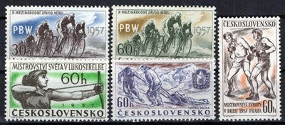 Czechoslovakia 796-800 MH Sports Games Cyclists Boxers Zayix Stamps 0325S0353