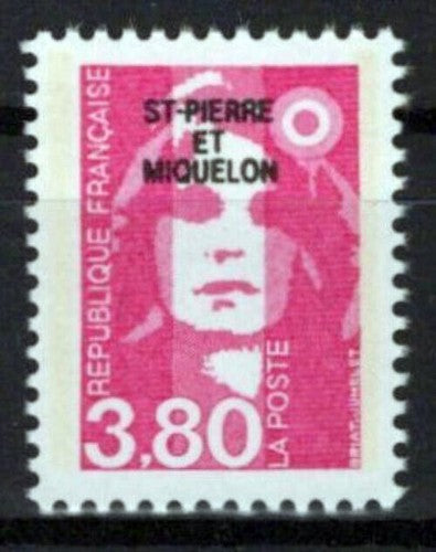 St. Pierre & Miquelon 537 MNH Ovpt Definitives Women ZAYIX 0524S0258M