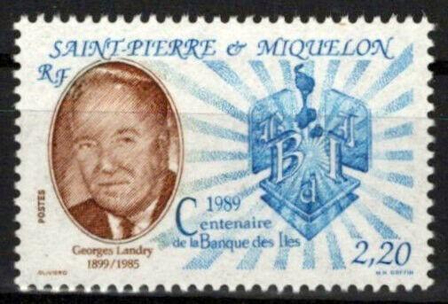 St. Pierre & Miquelon 520 MNH George Landry Bank Emblem ZAYIX 0524S0248M