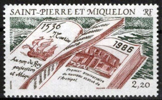 St. Pierre & Miquelon 476 MNH Discovery of St. Pierre Cartier ZAYIX 0524S0241M