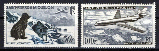 St. Pierre & Miquelon C21-C22 MNH Air Post Dog Pets Aviation ZAYIX 0524S0251