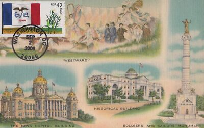 US First Day Cover FDC Maxi Card Iowa State Flag Architecture ZAYIX 0924M0415