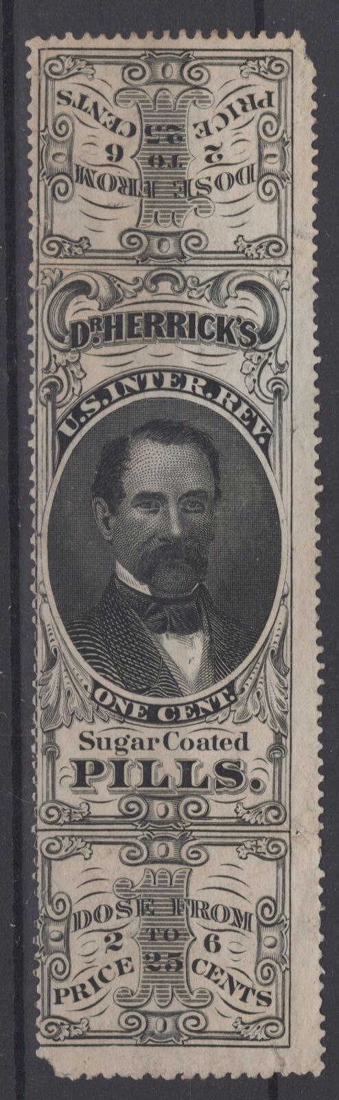 US Revenue Stamps Medicine RS117d Herrick's Pills ZAYIX 0824MARM112