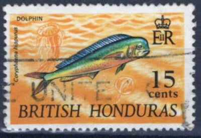 British Honduras 220 Used 15c Dolphin Jellyfish Marine Life ZAYIX 041123S165M