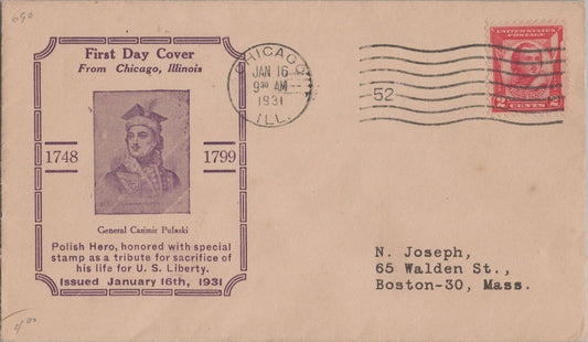 US 690 FDC N. Joseph cachet unlisted from Chicago - Pulaski ZAYIX 092222SM30
