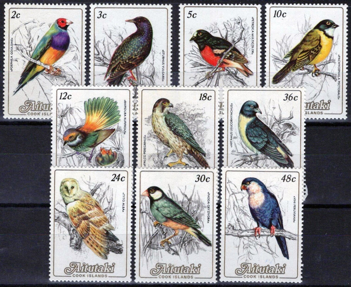 Aitutaki 322-331 MH Birds Nature Animals Owls ZAYIX 071423S171
