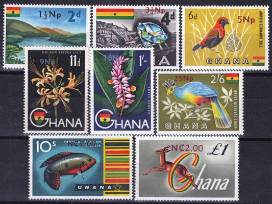 Ghana 277-284 MH Fish Birds Flowers Nature Wildlife ZAYIX 071423S198