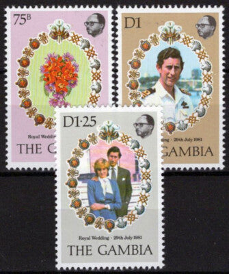 Gambia 426-428 MNH Royal Wedding Lady Diana Prince Charles ZAYIX 061923S130M