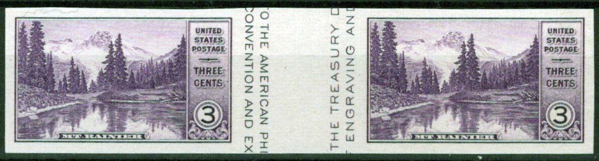 US 770 MNH NGAI 3c Mt Rainier pair with vertical gutter special 050223S11M ZAYIX