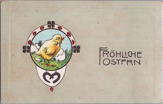 ZAYIX Happy Easter Fröhlich Ostern Germany c 1913 Hatched Chick Eggs 060522SM102