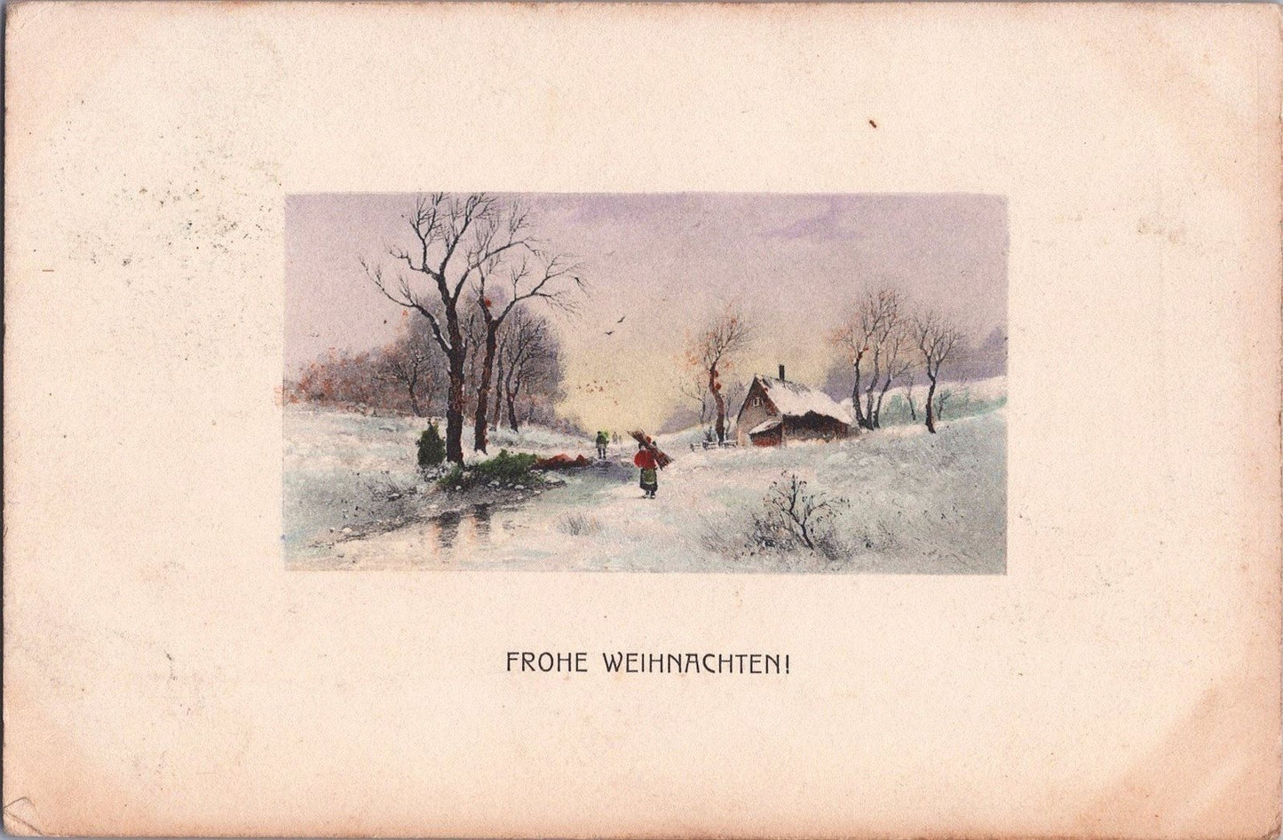 Merry Christmas 1909 Winter Cottage & Stream HHiW ZAYIX 060522SM108