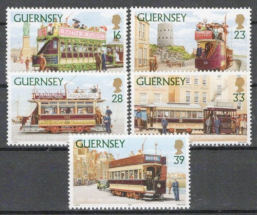 Guernsey 503-507 MNH Historic Trams Railroad Transportation ZAYIX 101623S89M