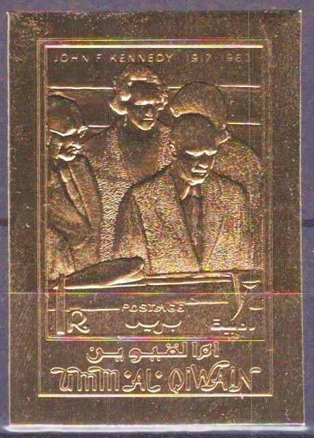 Umm Al Qiwain 406 B MNH Imperf J.F. Kennedy Gold Foil ZAYIX 121722S125