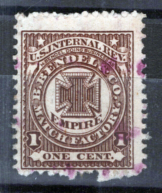 US Revenue Match Stamps RO26d Used F/VF sound, H. Bendel ZAYIX 0924MAR110