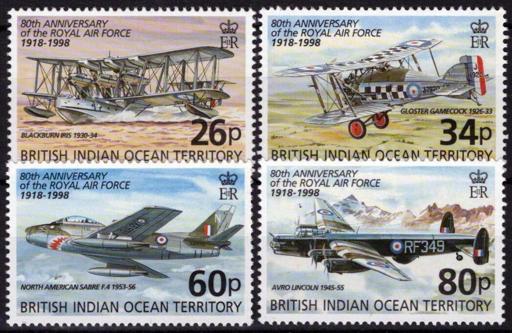 BIOT 198-201 MNH Royal Air Force Anniversary ZAYIX 041123S172