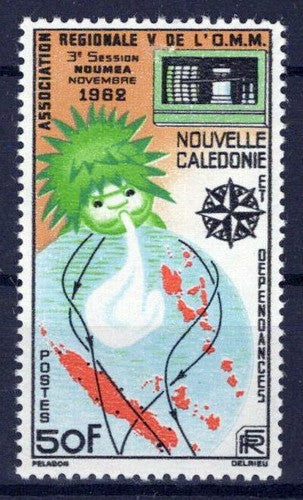 New Caledonia 322 MNH Meteorology Maps ZAYIX 0524S0308