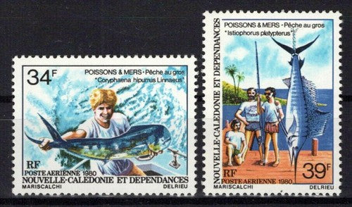 New Caledonia C162-C163 MNH Air Post Fishing Marine Life ZAYIX 0524S0336
