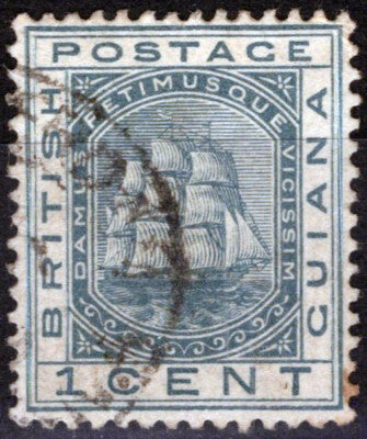 Br. Guiana 107 Used 1882 1c Slate Gray Ship ZAYIX 041123S180M