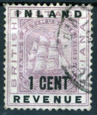 Br. Guiana 112 Used 1889 1c Lilac Ship ZAYIX 041123S183