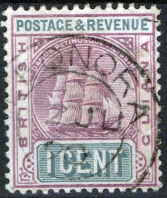 Br. Guiana 130 Used 1889 1c Lilac & Gray Ship ZAYIX 042623S05M