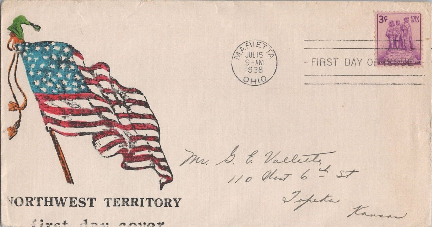 US 837 FDC Hand painted Flag Unknown Artist Northwest Territory 92222SM34 ZAYIX 092222SM34