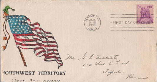 US 837 FDC Hand painted Flag Unknown Artist Northwest Territory 92222SM34 ZAYIX 092222SM34