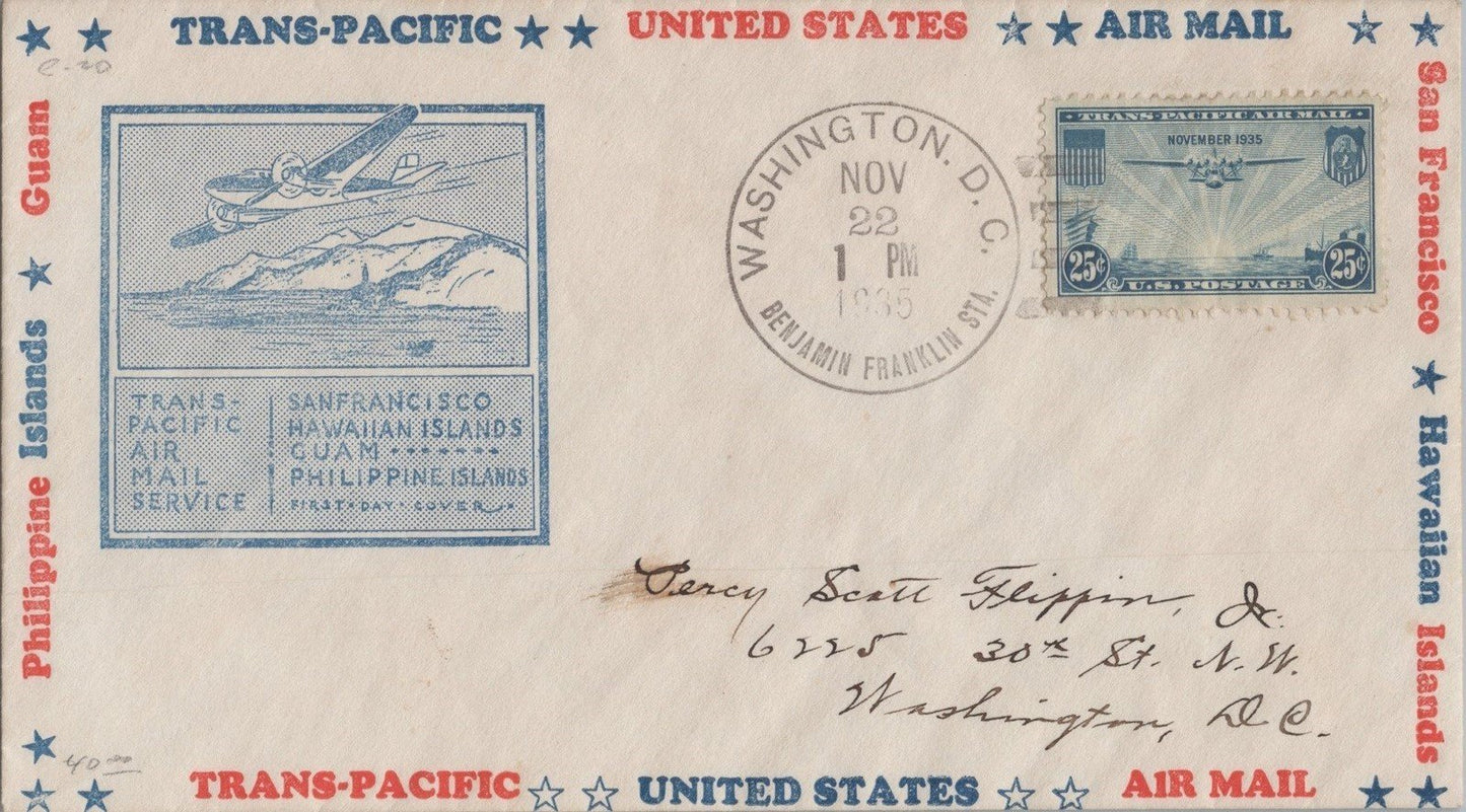 US C20-27 Air Mail FDC HC Ioor Washington DC China Clipper ZAYIX 062822SM08