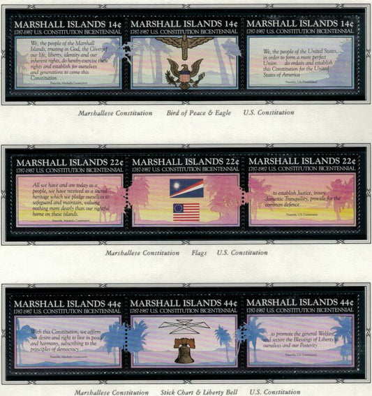 Marshall Islands 145a-151a MNH US Constitution Bicentennial Zayix 021622SM02