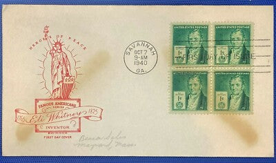 United States FDC 889 Ross Famous American Inventor Eli Whitney block ZAYIX 010622SM63