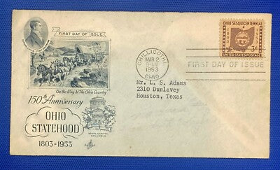 United States FDC 1018 Art Craft 150th Anniv. Ohio Statehood ZAYIX 010622SM116