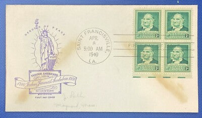 United States FDC Sc# 874 Ross Eng. Famous Americans Audubon Block ZAYIX 010622SM67