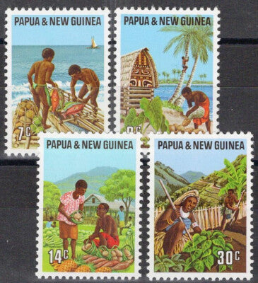 Papua New Guinea 332-335 MNH Industries Fish Coconuts Farming ZAYIX 072922S36