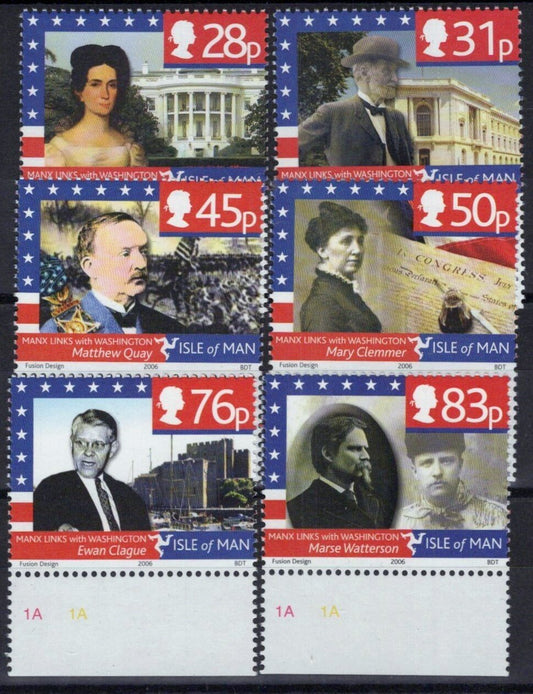 Isle of Man 1151-1156 MNH Manx Ties Washington D.C. ZAYIX 061223SM164M