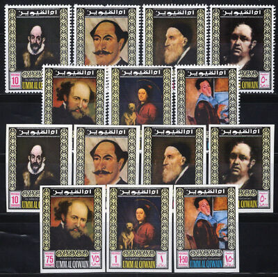 Umm Al Qiwain 198 AB-204 AB MNH Perf/Imperf Paintings Artists ZAYIX 121722S161