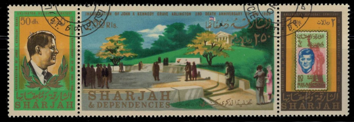Sharjah UAE Mi 333-335 CTO Perf JFK John F. Kennedy Memorial ZAYIX 030322SM40M