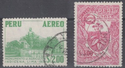 Peru C185-C186 Used Native Farmers Tobacco Air Mails ZAYIX 111422S13M