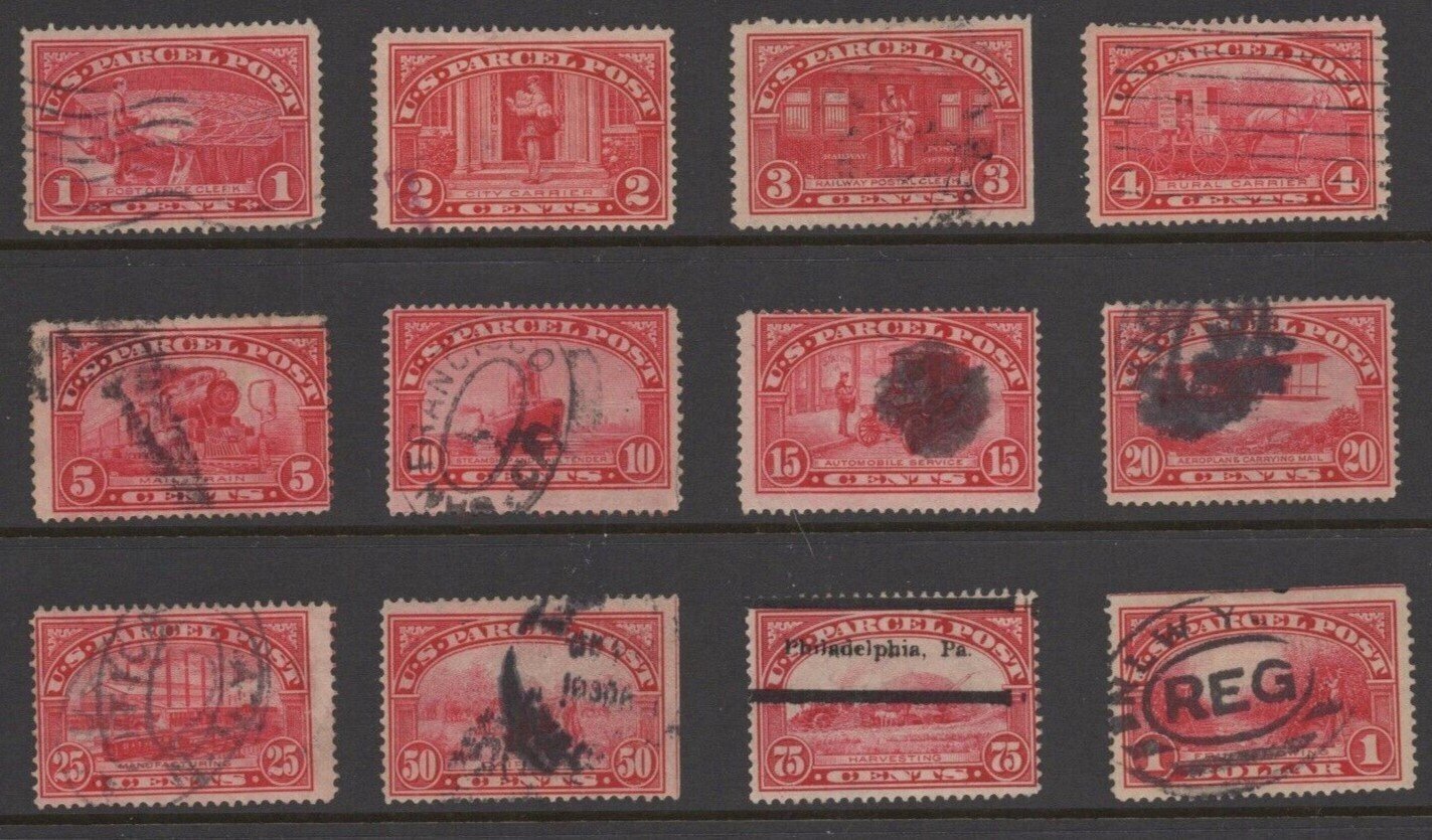 US Q1-Q12 used 1913 Parcel Post Stamps 1c-$1 red ZAYIX 092922S174
