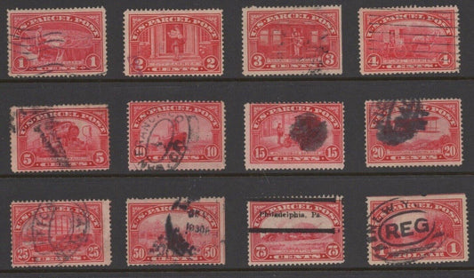 US Q1-Q12 used 1913 Parcel Post Stamps 1c-$1 red ZAYIX 092922S174