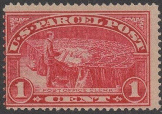1913 US Q1 VLH 1c Carmine Parcel Post Post Office Clerk ZAYIX 092922S175