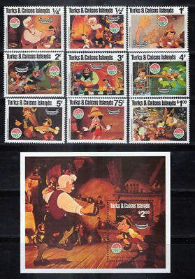 Turks & Caicos Islands 442-451 MNH Disney Christmas Pinocchio ZAYIX 0701M0038