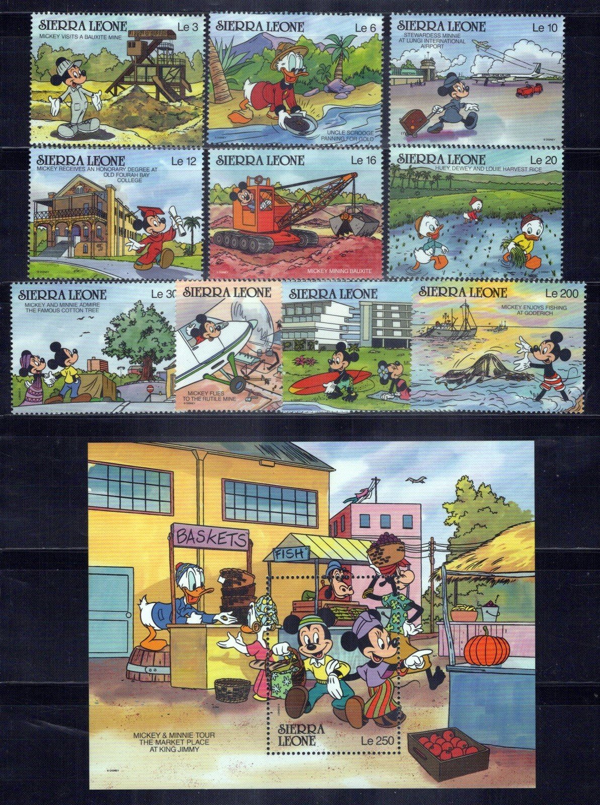 Sierra Leone 1194-1205 MNH Disney Fishing Aviation Farming ZAYIX 0701M0033