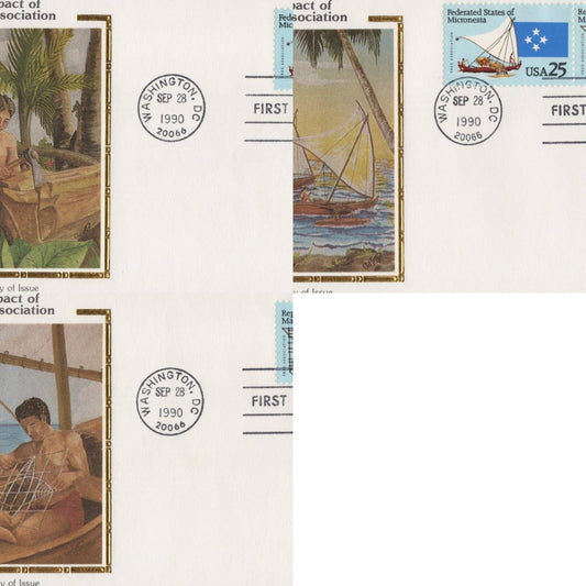 US Colorano 'Silk' FDC 2506-2507a 3 Micronesia, Marshall Is.