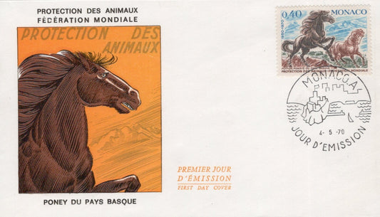 Monaco 761 Used FDC Horses Protection of Animals Zayix Stamps ZAYIX 0125M0408