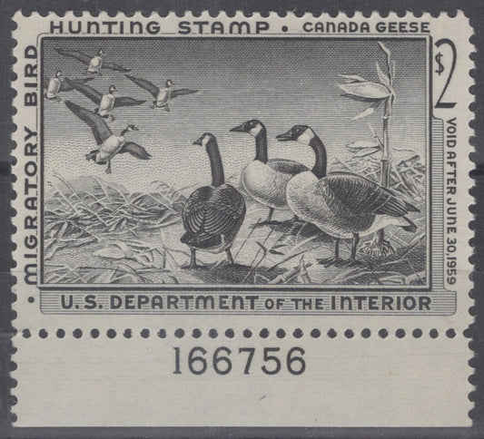 US RW25 Plate# MNH 1958 Federal Hunting Permit Duck Stamp ZAYIX 112222S22