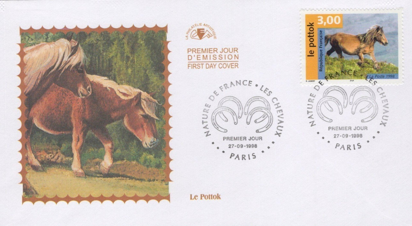 France First Day Cover & Maximum Card Horses Pottok Pony ZAYIX 0125M0419