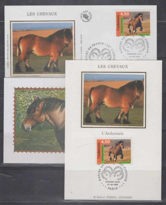 France First Day Cover & Maximum Card Horses In Pasture ZAYIX 0125M0420