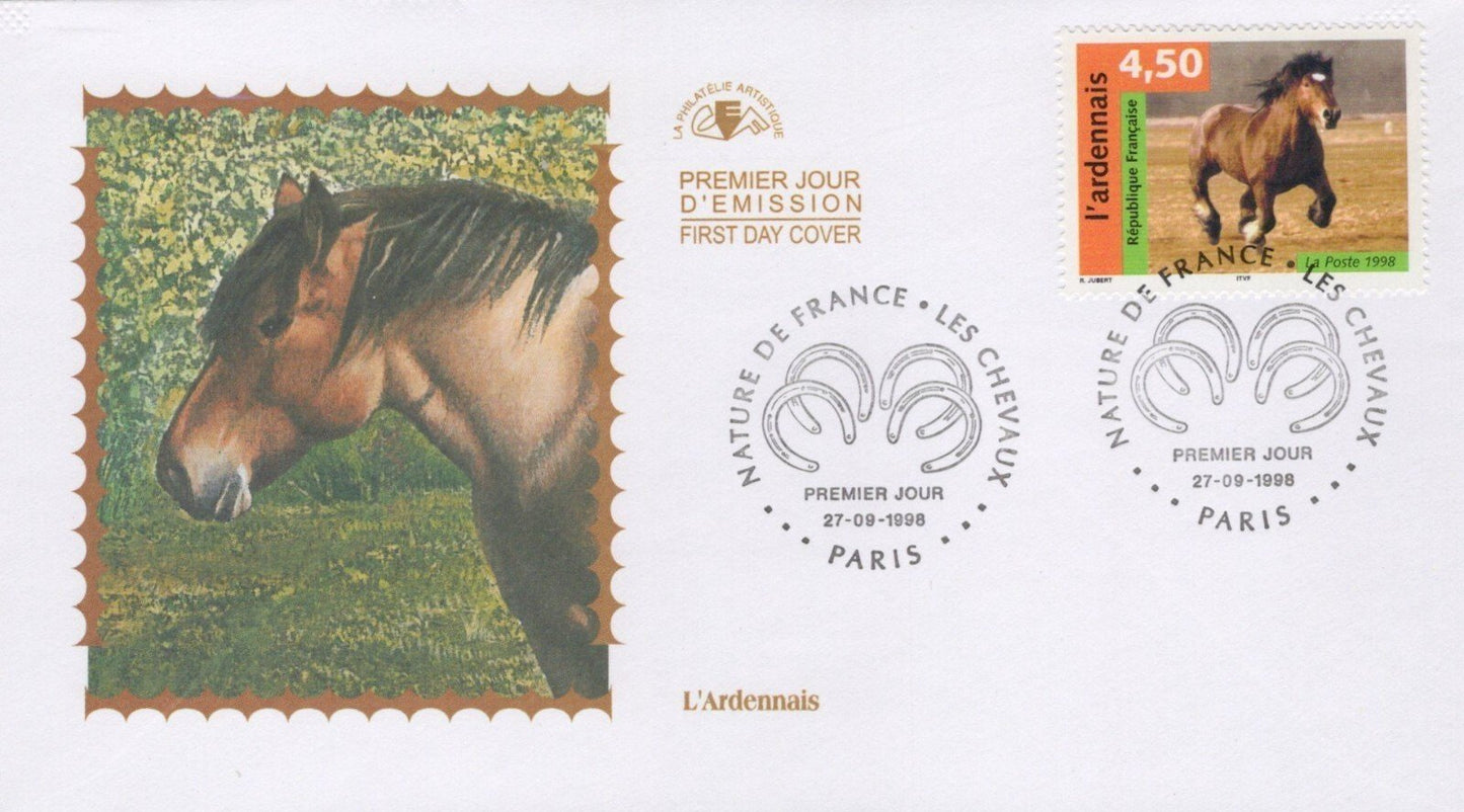 France First Day Cover & Maximum Card Horses In Pasture ZAYIX 0125M0420